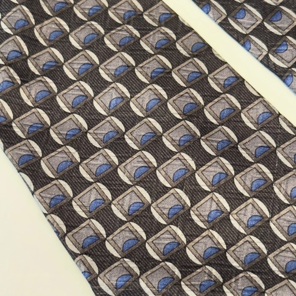 Dockers Tie Blue Grey Geometric Silk Vintage 90s OS Necktie Business 58x4" - Picture 2 of 5